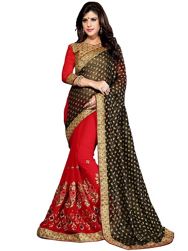 Red Shimmer Saree