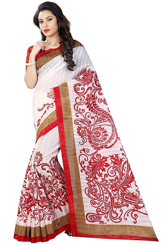 Red and White Saree