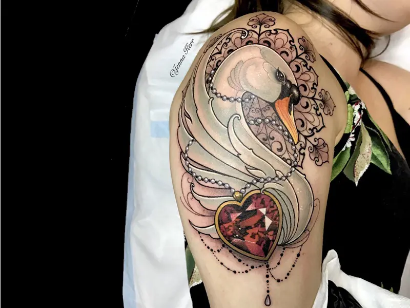 Polygonal swan tattoo  Tattoogridnet