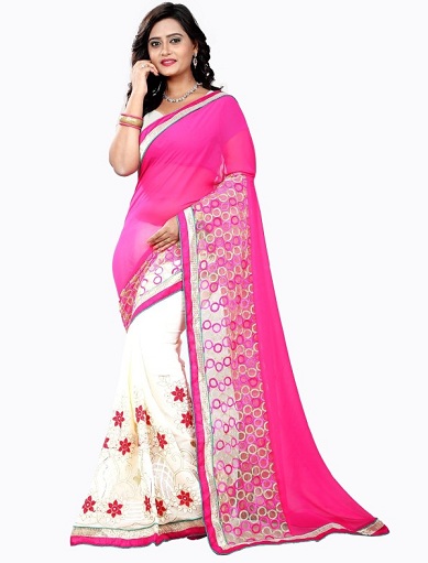 White and Pink Saree