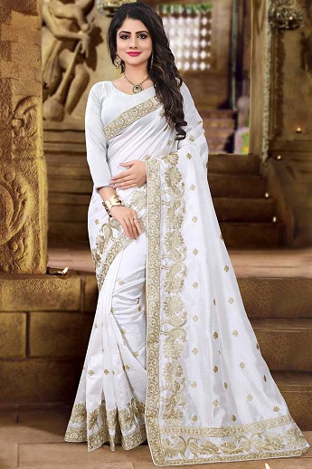 White Designer Sari