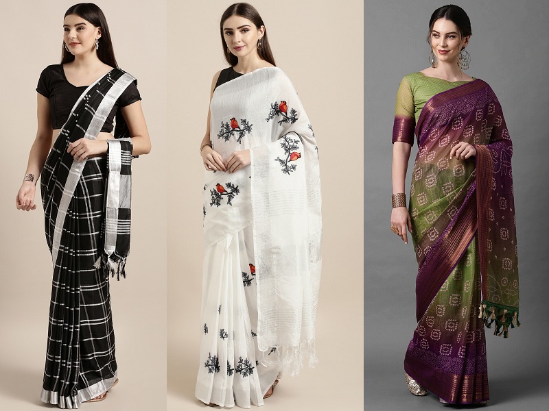 15 Trending Models Of Linen Sarees That Match Your Style