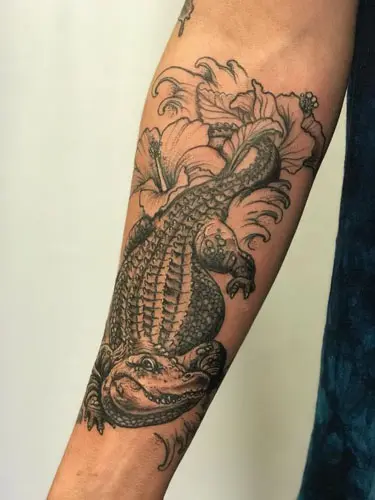 Cute Alligator Tattoo On Left Hand