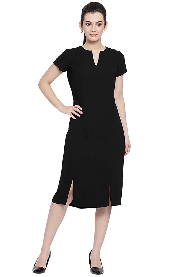 Black Knee Length Formal Dress