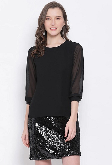 Black Dress Black Top Combined Multi Use Stylish Dress Top UK Sizes:14-20