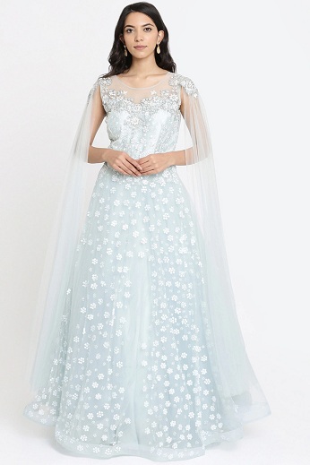 Embellished Wedding Dress with Cape