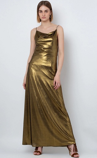 Champagne Cocoon Plunge Gown available only at Shivan and Narresh