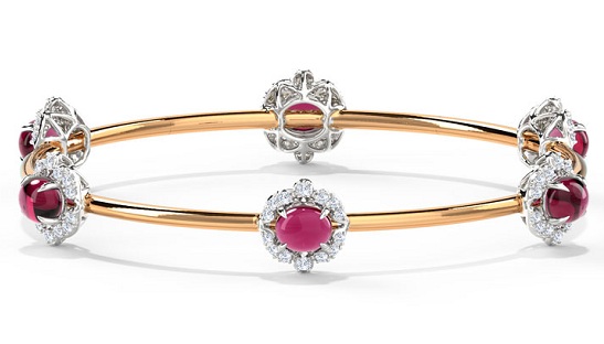 Gold And Ruby Bangle