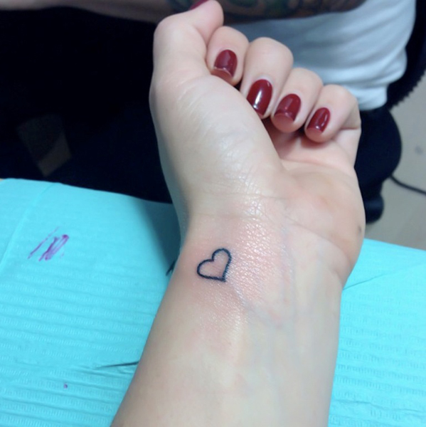 Tattoo tagged with small individual matching matching micro tiny  shortyloco love ifttt little red wrist minimalist experimental  other fine line heart line art  inkedappcom