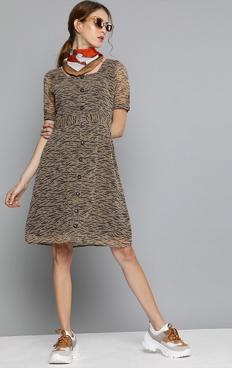 Leopard Print Chiffon Midi Dress