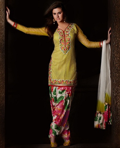 Short Floral Print Salwar Suit