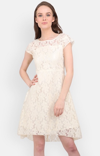 White Fit And Flare Lace Dress