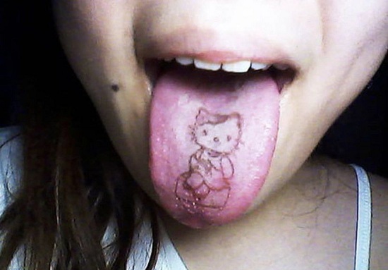 Cute Kitty Tongue Tattoo