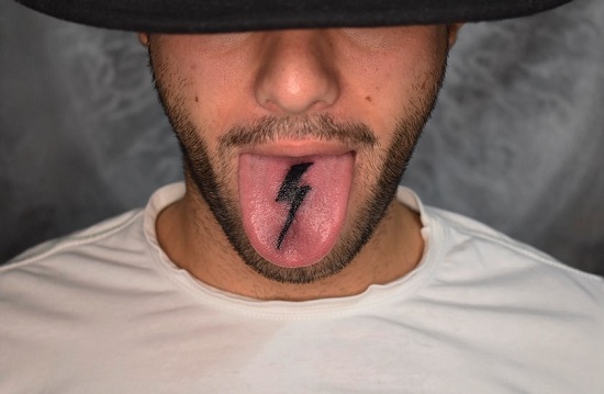 Fiery Bolt Tongue Tattoo Picture