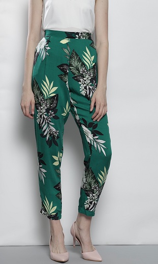 Green Floral Trousers