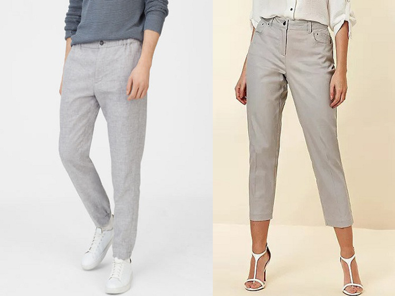Women's Grey High-Waisted Pants & Leggings-cheohanoi.vn