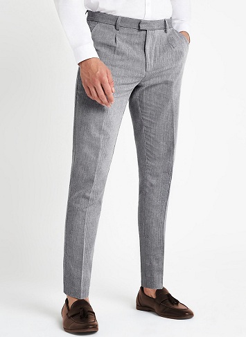 Grey Herringbone Trousers