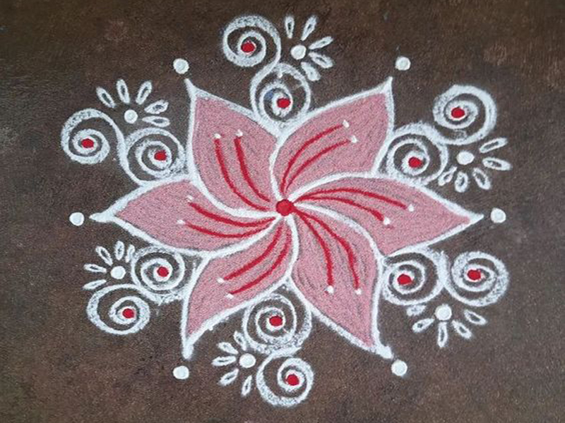 Marigold Flower Rangoli Design For Diwali Festival , Indian Festival Flower  Decoration Stock Photo 160104216 - Megapixl