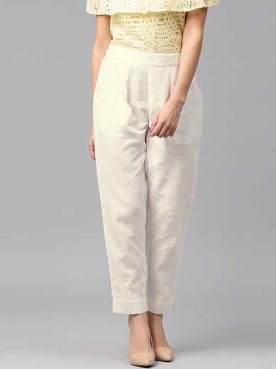 Buy Off White Cotton Cream Trouser Pant With Lader Design Pintux Online in  India  Etsy