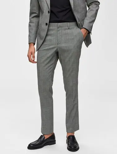 Buy Men Grey  Black Slim Fit Self Design Formal Trousers online   Looksgudin