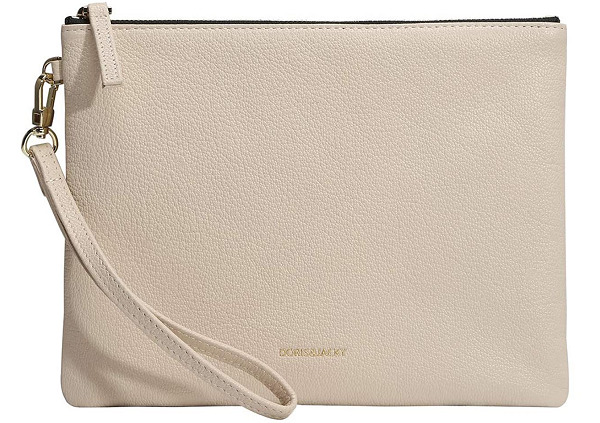 Soft Leather Clutch Bags In Off White Color