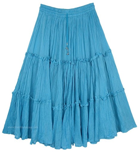 Tiered Blue Gypsy Skirt