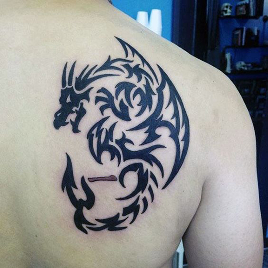 Large Temporary Tattoos Waterproof Fake Tattoo Realistic Eagle Wolf Tiger  Dragon Animal Shaped Body Tattoo Stickers for Men Adults Boys Guy (Black 4  Sheets)