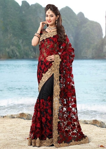 Black And Red Wedding Saree