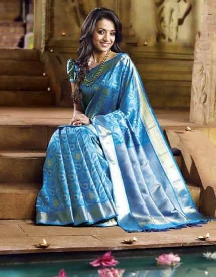 trisha blue saree sexy