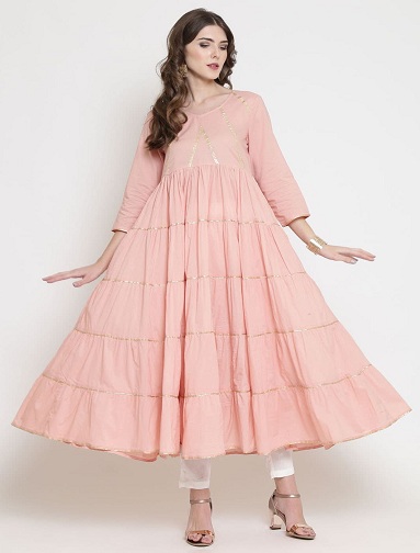 Ladies Long Anarkali Gown Flared Summer Cotton Dress Cotton Boho Maxi Dress  Size M,L,XL,
