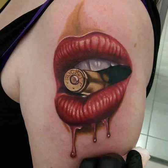 Mouth Tattoo Designs 2