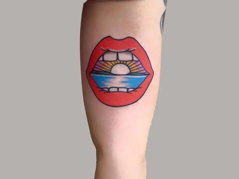 Peck Simple Red Lips Smooches Kisses Temporary Tattoo  MyBodiArt