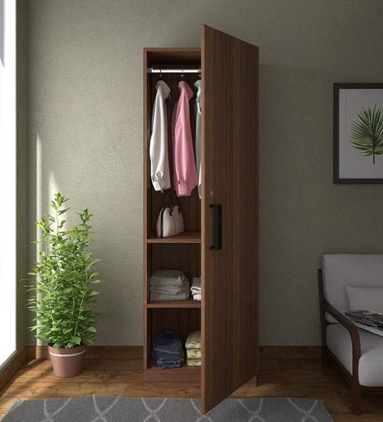 10 Latest Single Door Wardrobe Designs, Single Door Wardrobe With Shelves