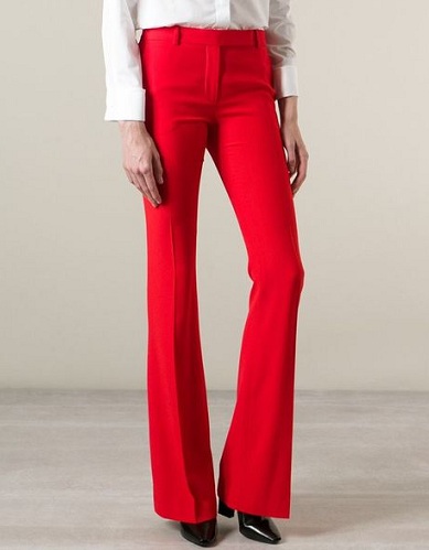 Red Boot Cut Trousers