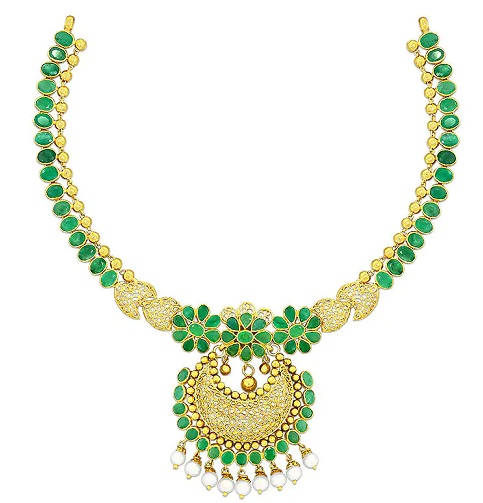 Short Green Gold Necklace