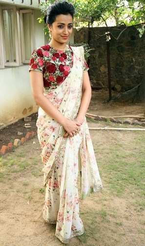 trisha in white saree