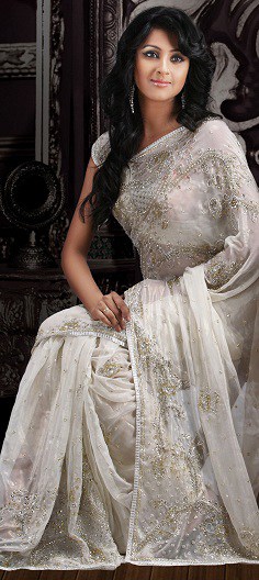 White Casual-Looking Wedding Saree