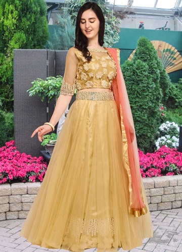 Golden Bridal Designer Lehenga Choli Foil Mirrors Indian Party Wear Gold  Lengha | eBay