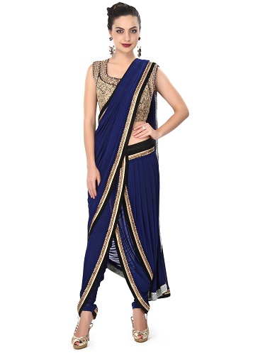 Navy Blue Dhoti Saree Gown