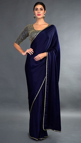 Plain Velvet Sari
