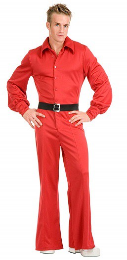 Red Bold Polyester Jumpsuit for Men