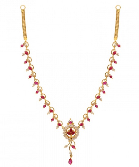 Ruby Emerald Gold Necklace