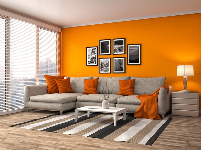 Orange Colour Combination For Living Room