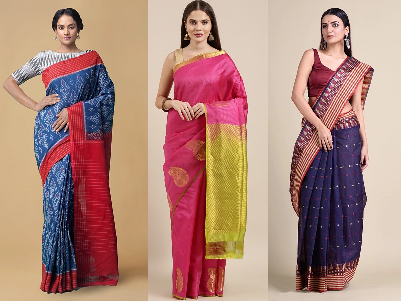 Buy handloom sarees I Tissue I Cotton I Mul – Huts and Looms