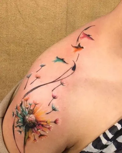 ALIVE Tattoos  Piercing   Dandelion tattoo with birds Inked by  kishankanth DM or Whatsapp for appointments 7277663322 7277663344  dandelion dandeliontattoo freedom birdstattoo bird dandelions  dandelionflower watercolour watercolourtattoo 