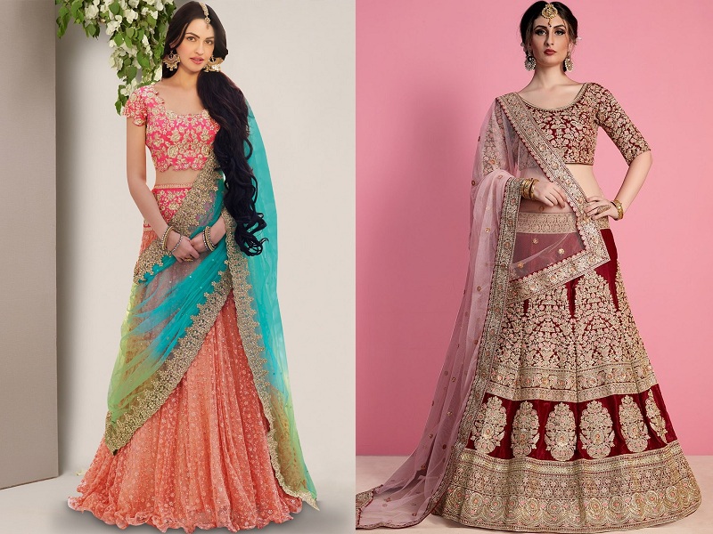 Flattering Red Colored Designer Bridal Wear Embroidered Lehenga Choli |  Bridal Double Dupatta Lehenga | Zeel Clothing