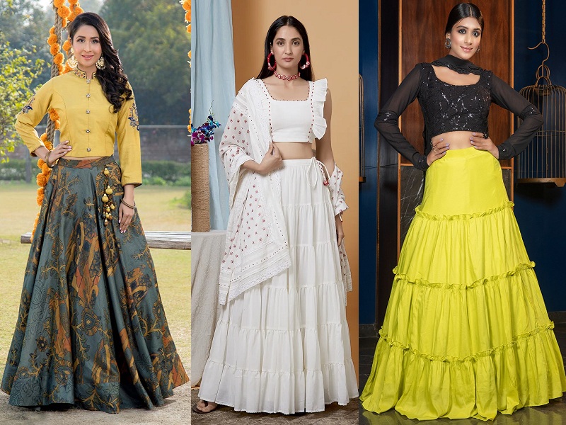 Looking for silk lehenga choli Store Online with International Courier? | Simple  lehenga, Floral dresses with sleeves, Party wear indian dresses