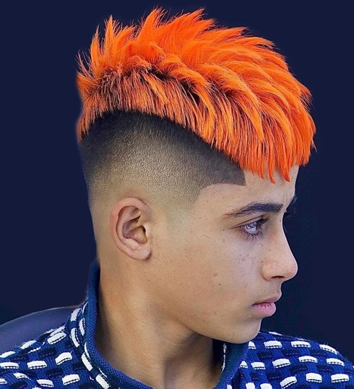 Cool Fade Haircut with Dyed Hair