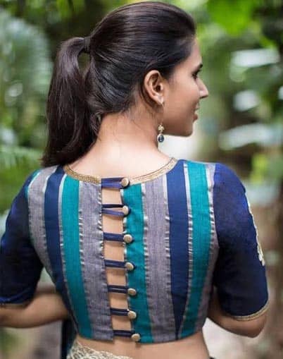 Classy Simple Silk Saree Blouse Designs Back Neck