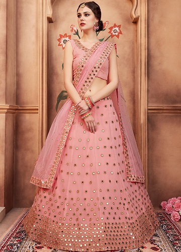 Pink lehenga Choli For Women Designer Bollywood lahanga choli,Trendy Indian lehengas,Foil Mirror Work Ghagra choli Bridal Lehenga Choli